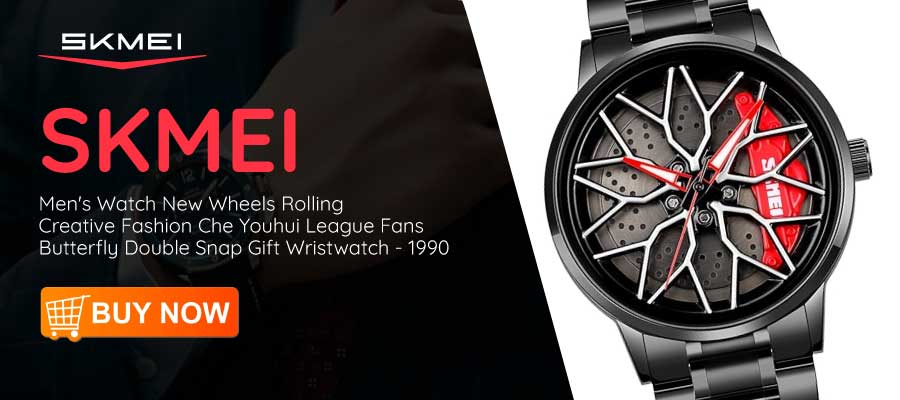 SKMEI Men's Watch New Wheels Rolling Creative Fashion Che Youhui League Fans Butterfly Double Snap Gift Wristwatch - 1990